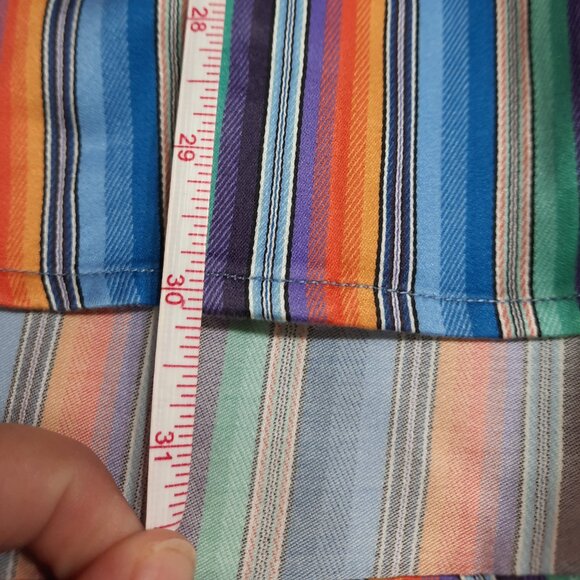 Robert Graham Dress Shirt Multicolor Stripe Geometric Flip Cuff Embroidery Large - Picture 13 of 15